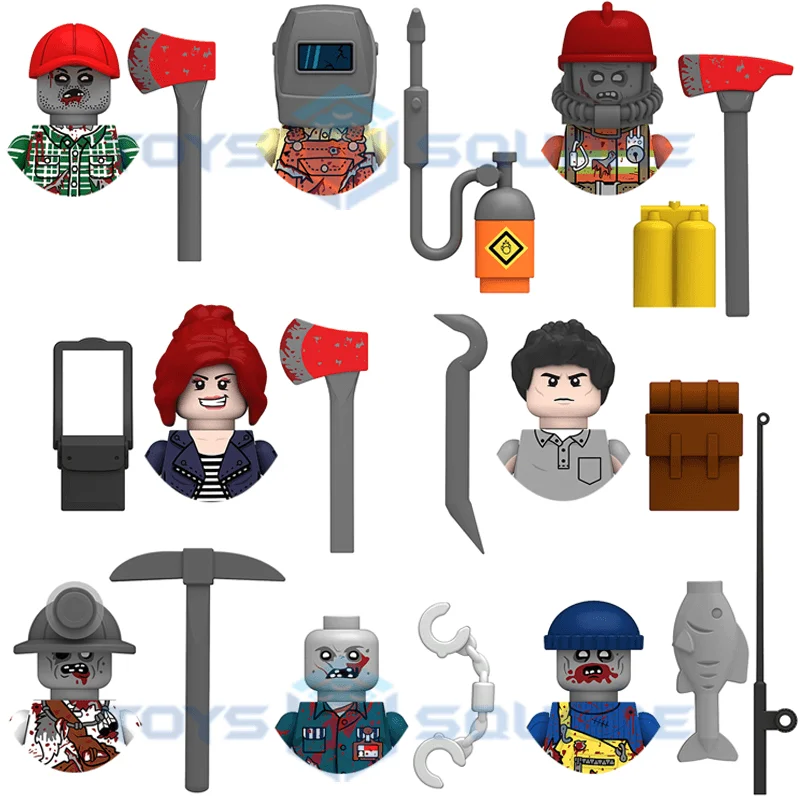 

The Zomble Lumberjack сварочный аппарат пожарная машина рыбака ЗАКЛЮЧЕННЫЙ мужской женщина выживший модель блоков MOC набор блоков, игрушки
