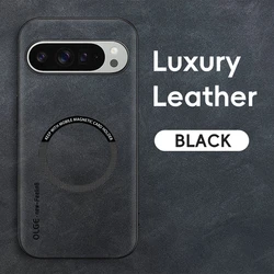 Magnetic Leather Shockproof Case for Google Pixel - Magsafe-Compatible Phone Cover (Black)