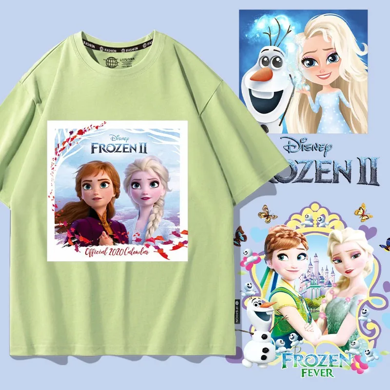 

Disney Frozen Children's T-shirt Women's Short Sleeve Casual Summer Aysha Anna Around Anime Cotton Clothes