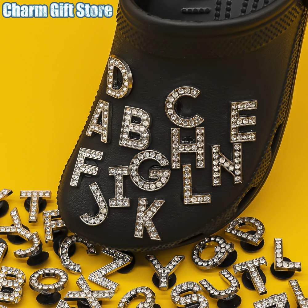 Shoe Rack Expressive Lettering 1pcs Silver Luxury Metal Letters Charm Pin Bling Designer Alphabet Shoe ...