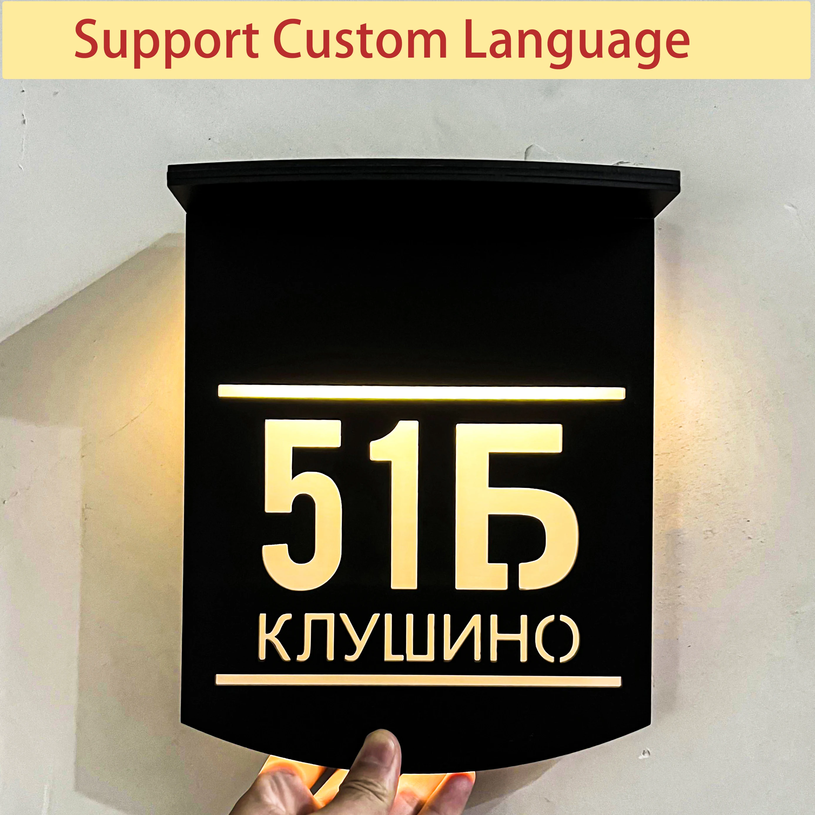 Placa Número Casa Personalizada Con Luz Solar - Letrero LED Moderno 29x15 Cm, Acrílico Premium, Iluminación Automática Nocturna