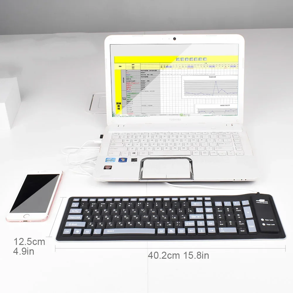 Tablet Keyboard 103keys Russian Silicon Layout USB Wired Flexible PC Desktop Laptop English Russian