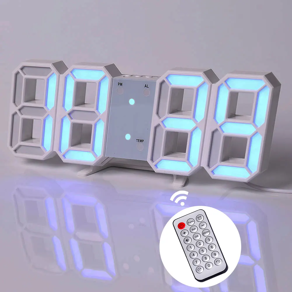 Home Decor Digital Wall Clock Digital Alarm Clocks Hanging Table Clocks Calendar Thermometer Electronic Clocks 3d Wall Clock 