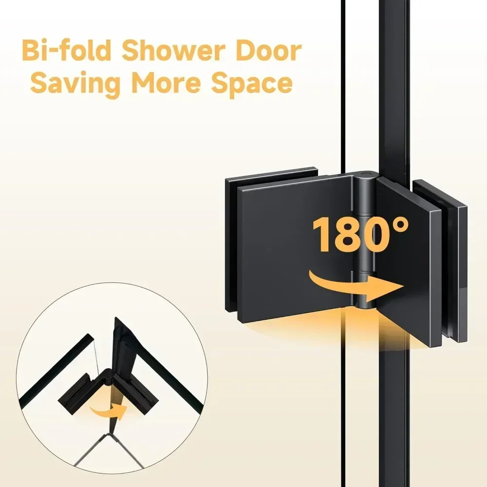 NEW-Bifold Shower Door, 30" W x 72" H, 1/4" Tempered Glass Shower Door, Foldable Shower Glass Door, Easy to Clean
