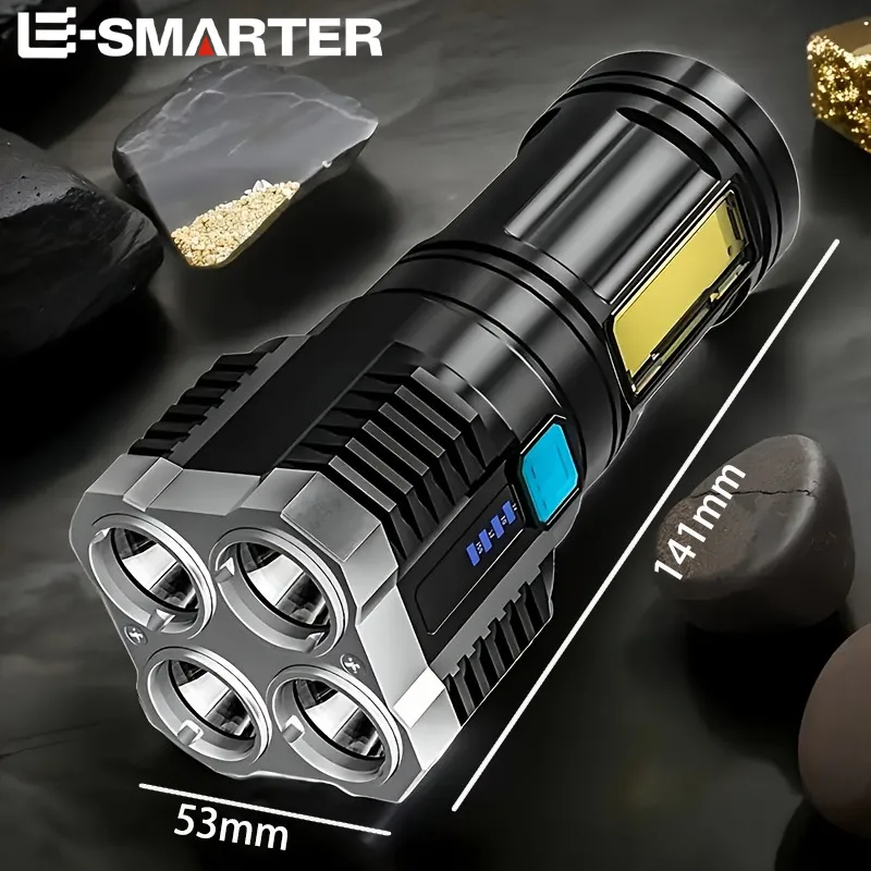 المحمولة قوية 4LED مصباح يدوي مع COB الجانب ضوء US...