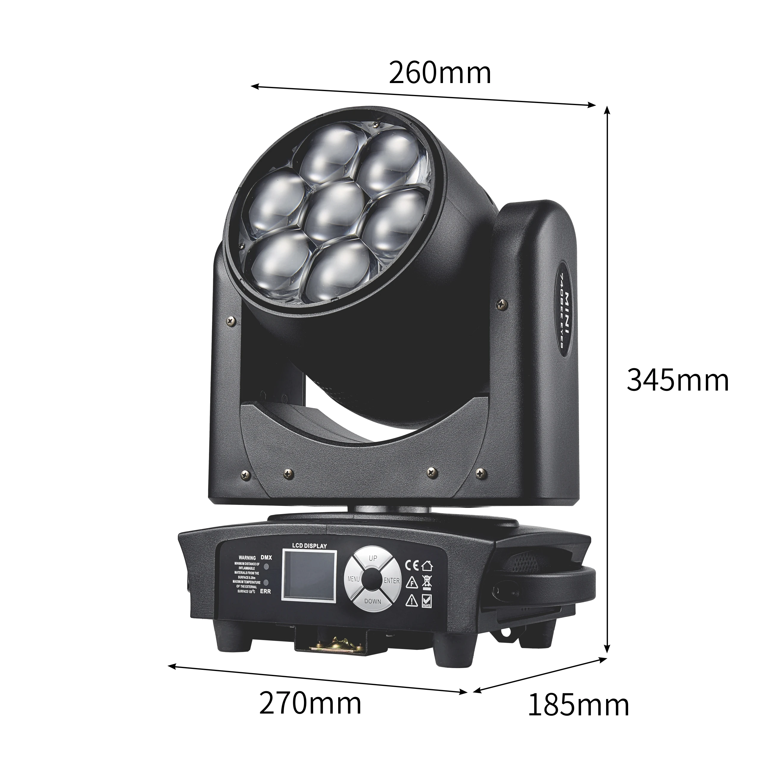 Mini 7x40W Full Colors RGBW 4in1 Bee Eye LED Moving Head Light DMX Stage Wash/Be