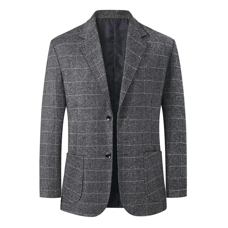 

2022 Spring and Autumn New Middle-aged Men's Business Retro Leisure Plaid Suit Simple Fashion Men's Coat Versatile