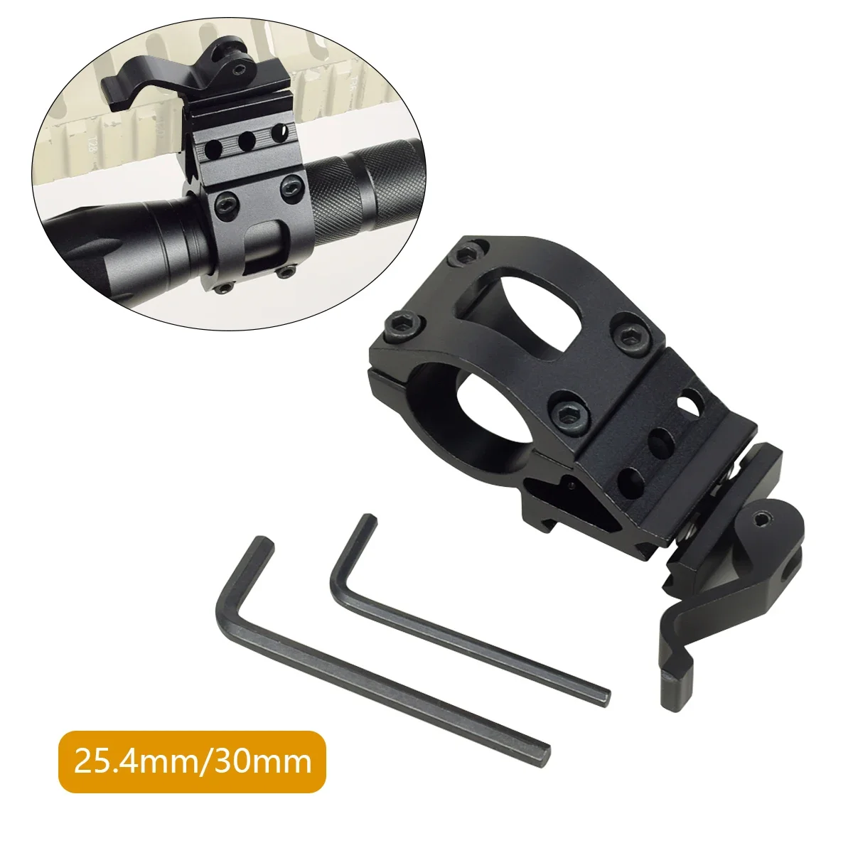 45 Ring Flashlight Holder Mount Fit 20mm Rail Light Laser With RSA GBB QD Quick Release 25.4mm 30mmBase Mount