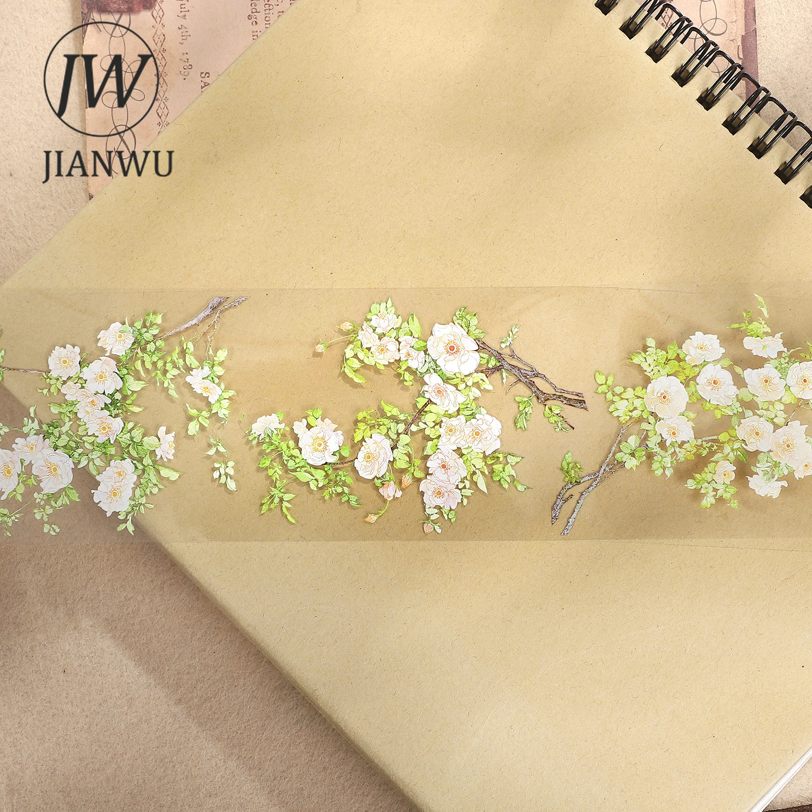 JIANWU 62mm * 5m 빈티지 봄 꽃 풍경 소재 콜라주 스크랩북 PET 테이프 크리 에이 티브 DIY 저널 문구