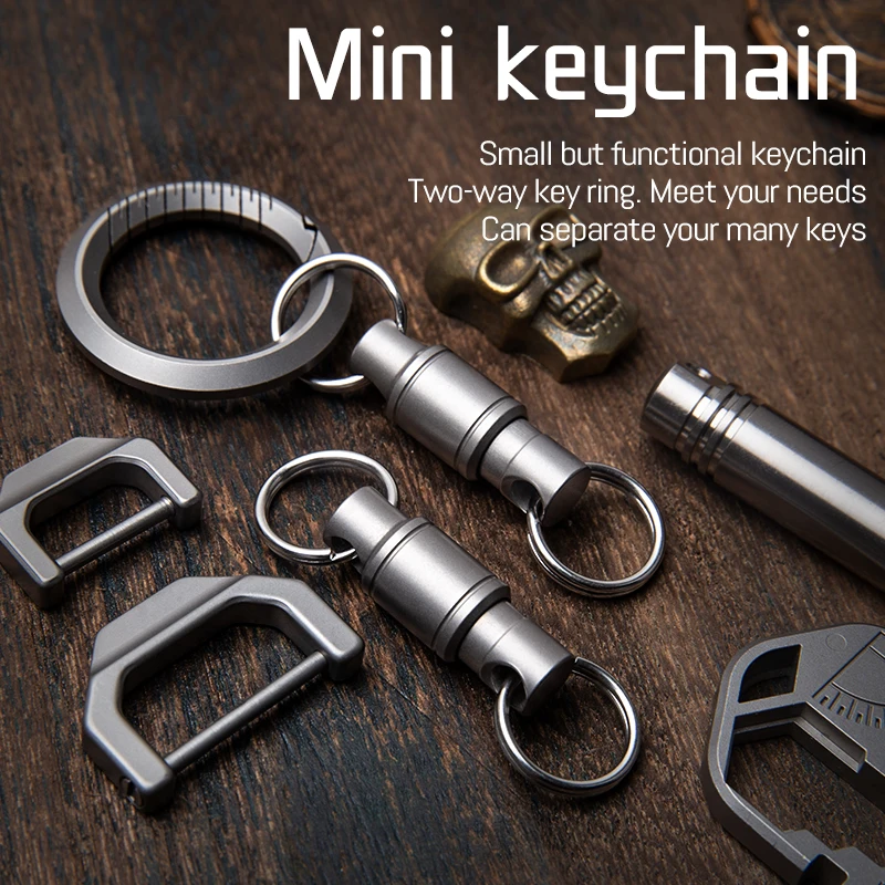 Titanium Keychain,detachable Quick Release Swivel Keychain Pull Apart Heavy  Duty Car Key Holder With 2 Titanium Key Ring