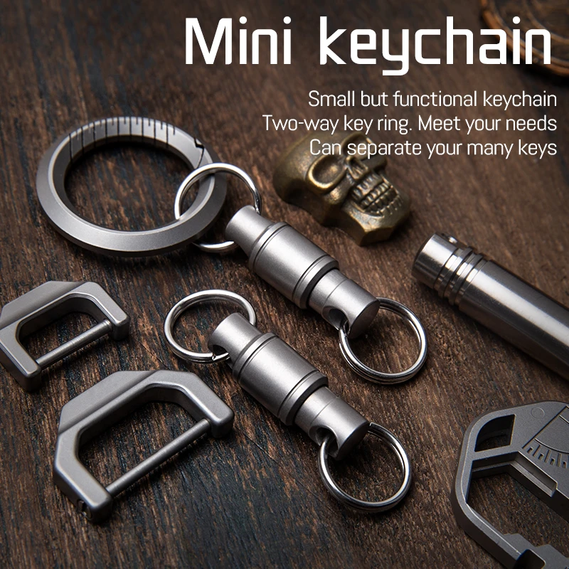 Titanium Alloy Keychain Double Ring Detachable Keychain Outdoor Quick