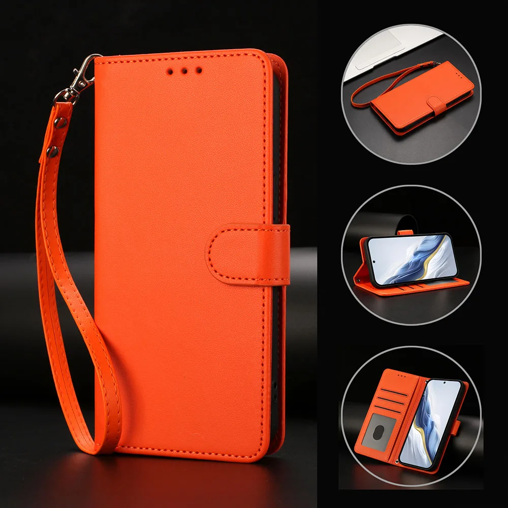 Stylish Leather Flip Wallet Phone Case - Elegant Design with Built-In Card Holder