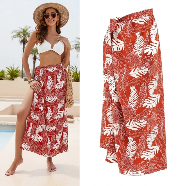Womens Boho Hippy Skirt, 2 Layer Skirts, Orange Summer Beach Wrap Skirt |  eBay