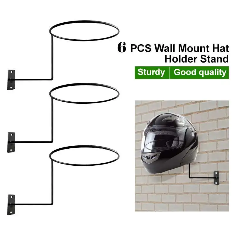 6Pcs Heavy Duty  Display Holder Hanger For Painter Sun Hat Wig Scarves Wall Mounted Halmet Holder Hanger Hook Cap Rack