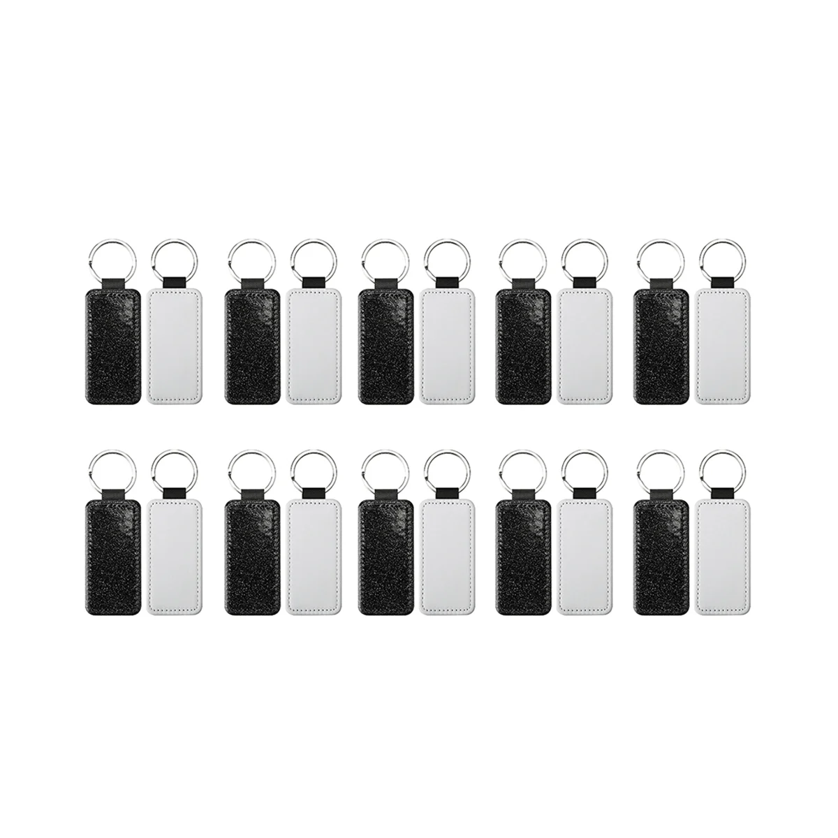 

20Pack Sublimation Blanks Keychain Glitter PU Leather Keychain Heat Transfer Keyring Sublimation Keychains Blank Black