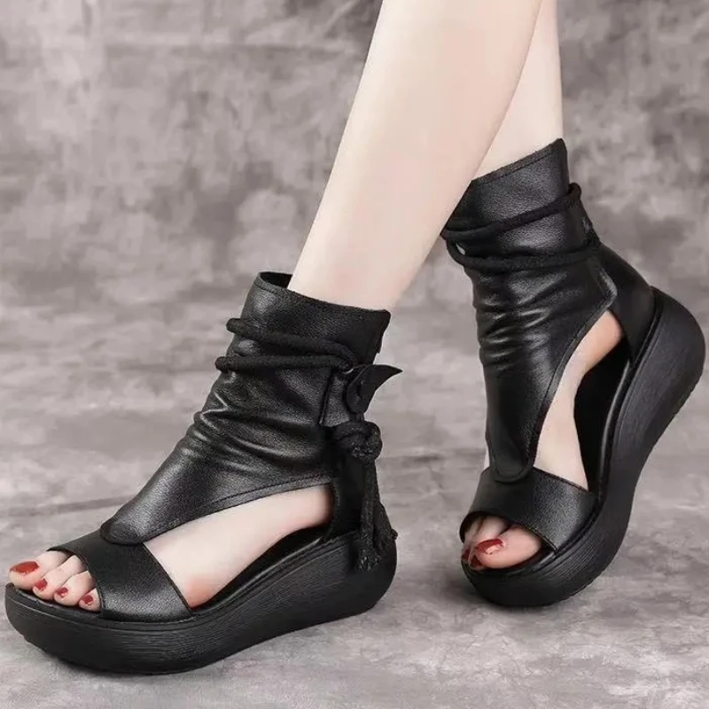 sandalias sandalias de elegantes sandalias comodas de mujer cangrejeras mujer sandalias verano 2022 Sandalias Romanas gruesas para Mujer, zapatos con punta hueca, Estilo Vintage, sexys, para verano AliExpress