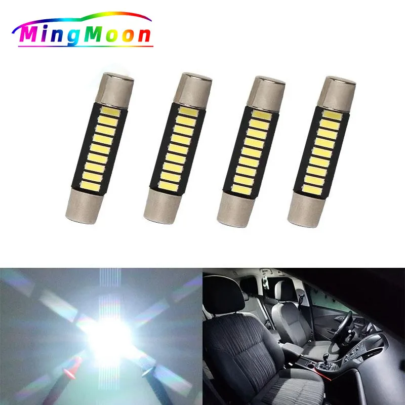 

100pcs White 29mm 31mm 4014 9SMD Fuse Vanity Mirror Light Bulb Festoon 6614 Fuse LED Light 6641 Car Interior Sun Visor Vanity