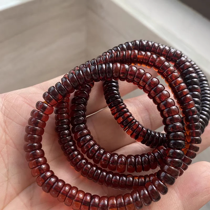 Natural Blood Red Amber Abacus Beads Bracelet 8mm Women Men Fashion Amber Healing Stone Amber Rare AAAAA