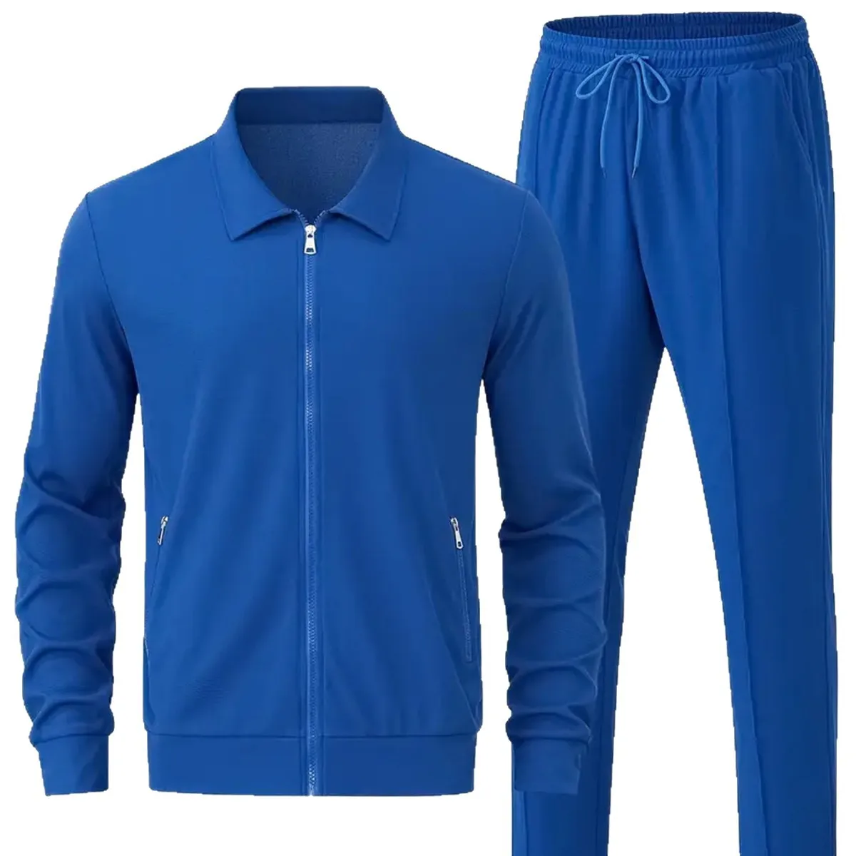 2026 남성 라펠 지퍼업 자켓 세트, 가을 겨울 슬림핏 포켓 가디건 & 두꺼운 바지 트랙슈트