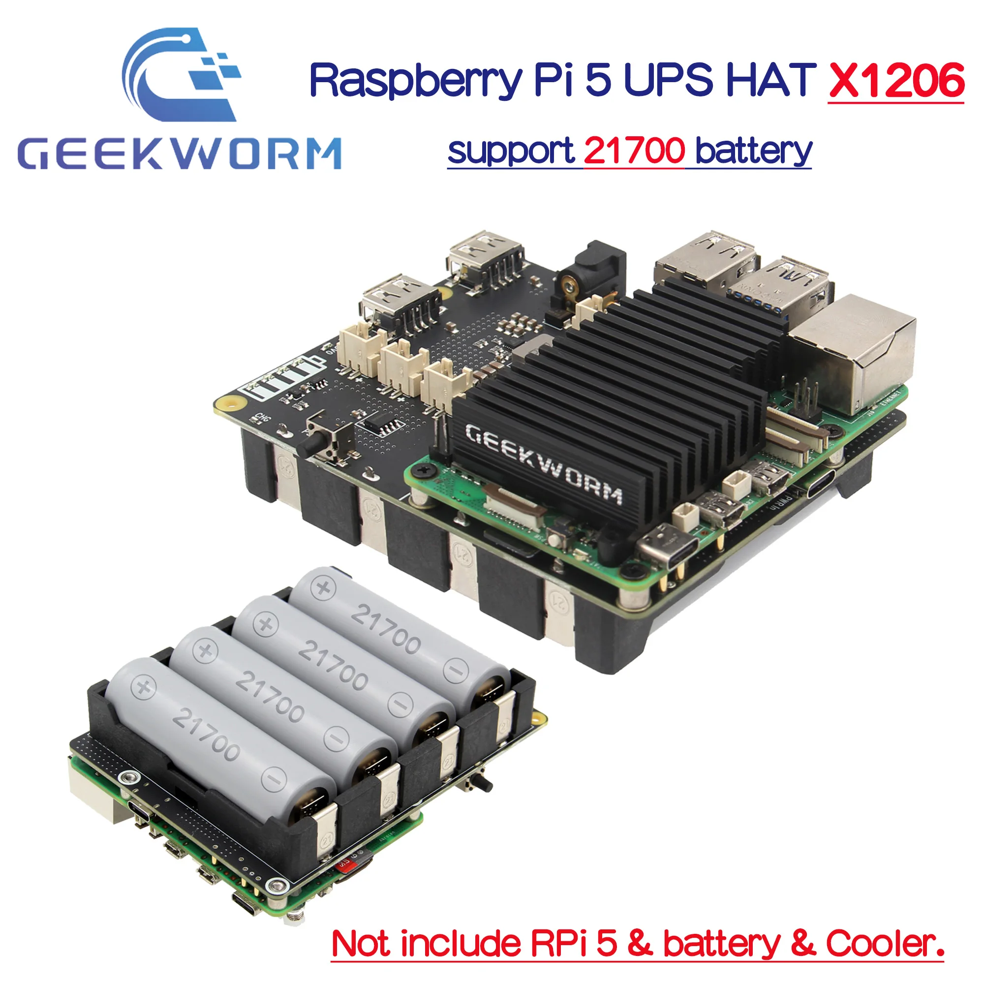 Geekworm X1206 V2.0 Power Management Board 21700 5V UPS HAT Compatible ...