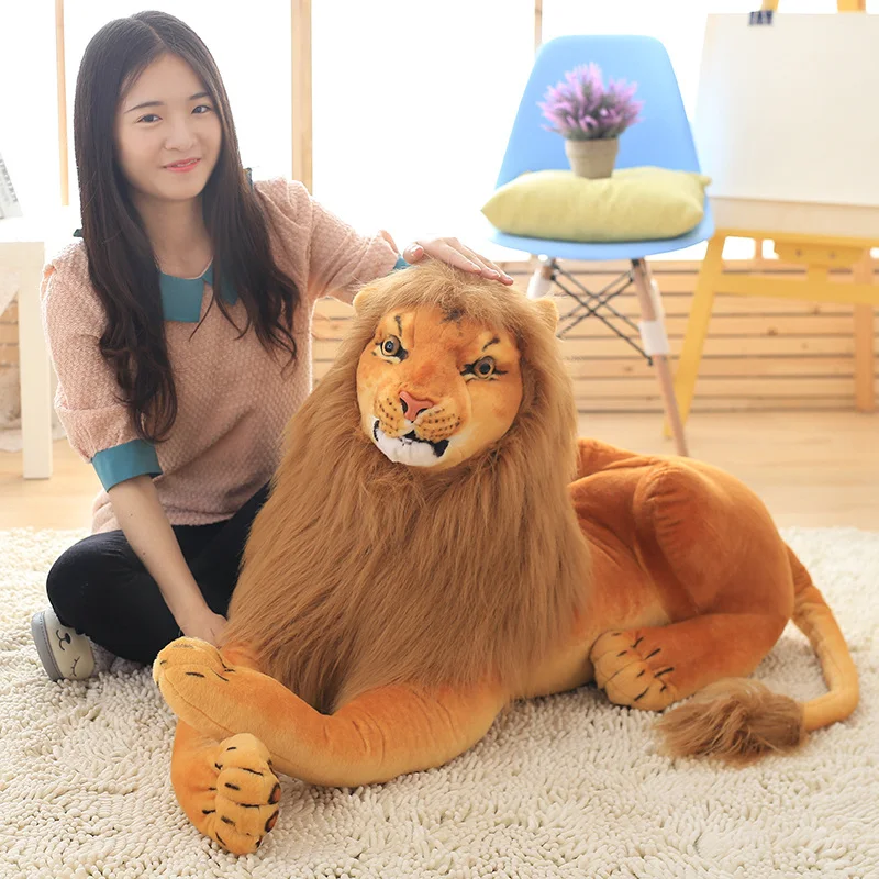 3D Simulation Lion Plush Toys Stuffed Animal Doll  Huggable Kids Toy Christmas Halloween Birthday Gift For Children Home Decor