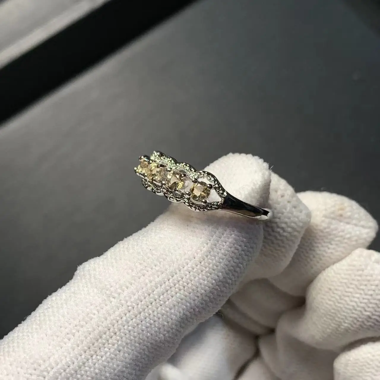 3MM Natural Citrine Ring Adjustable Female Ring Jewelry for Women Gift Wholesale High Quality Vintage Fine