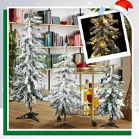 3 Pcs Flocked Natural Artificial Christmas Tree Set with Lights Flocked Christmas Tree (Alpine Tree,2' 3' 4') 4