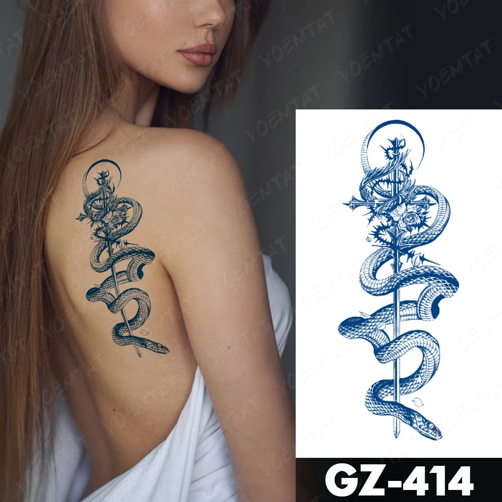 Semi-Permanent Waterproof Temporary Tattoo Stickers Sword Rose Wings Knight Juice Lasting Ink Genipin Herbal Fake Leg Arm Tatoo