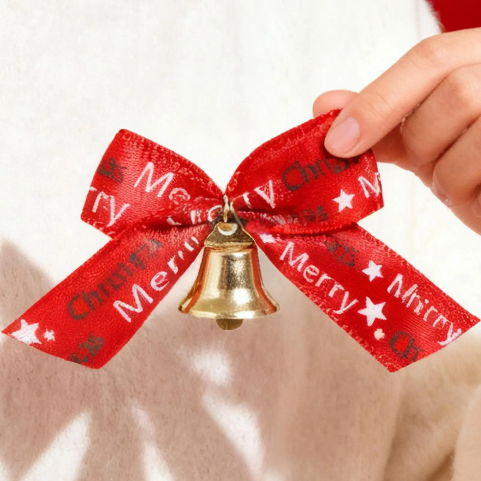 Christmas Bow Bell Pendant With Bell 10 Pieces Red Home Decor Christmas Tree Bow Decorations For Holiday New Year Halloween
