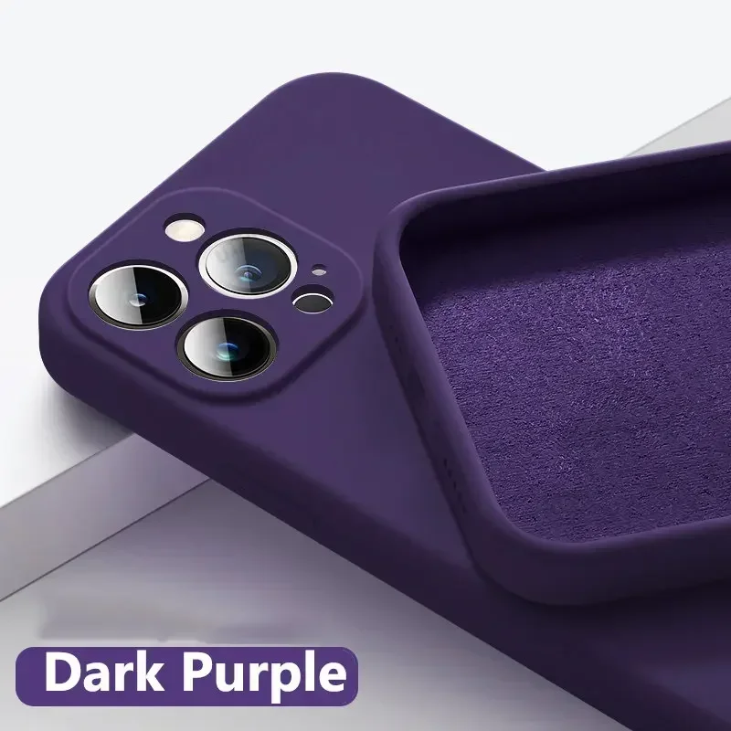 thumbnail image 1 of Nueva funda de teléfono para IPhone 15 14 13 11 12 Pro Max Mini X XS Max 15 Plus silicona Color sólido protección contra caídas y colisiones, 1 of 5