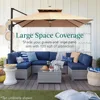 10x10ft 2-Tier Square Cantilever Patio Umbrella with Solar LED Lights, Offset Hanging for Backyard w/Included Fillable Base 6
