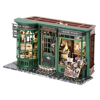 Magic Shop DIY Wooden Dollhouse Miniature Doll House Kit with Furniture Roombox Retro Home Model Toy for Children Gift 6