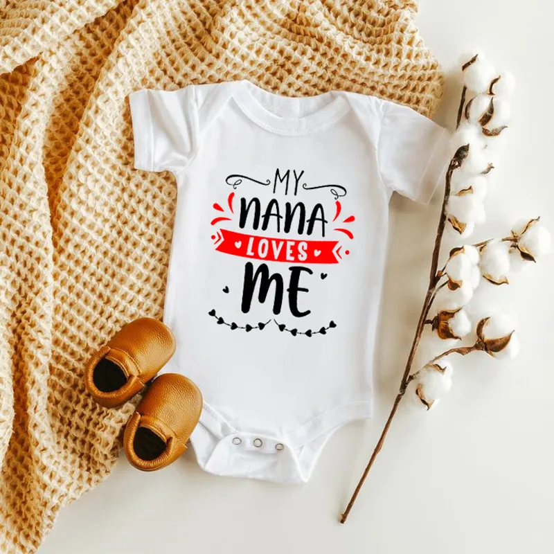 

Funny My Nana Loves Me Boys Girls Bodysuits Cotton Short Sleeve Infant Rompers Summer Newborn Body Baby Jumpsuits Ropa Clothes