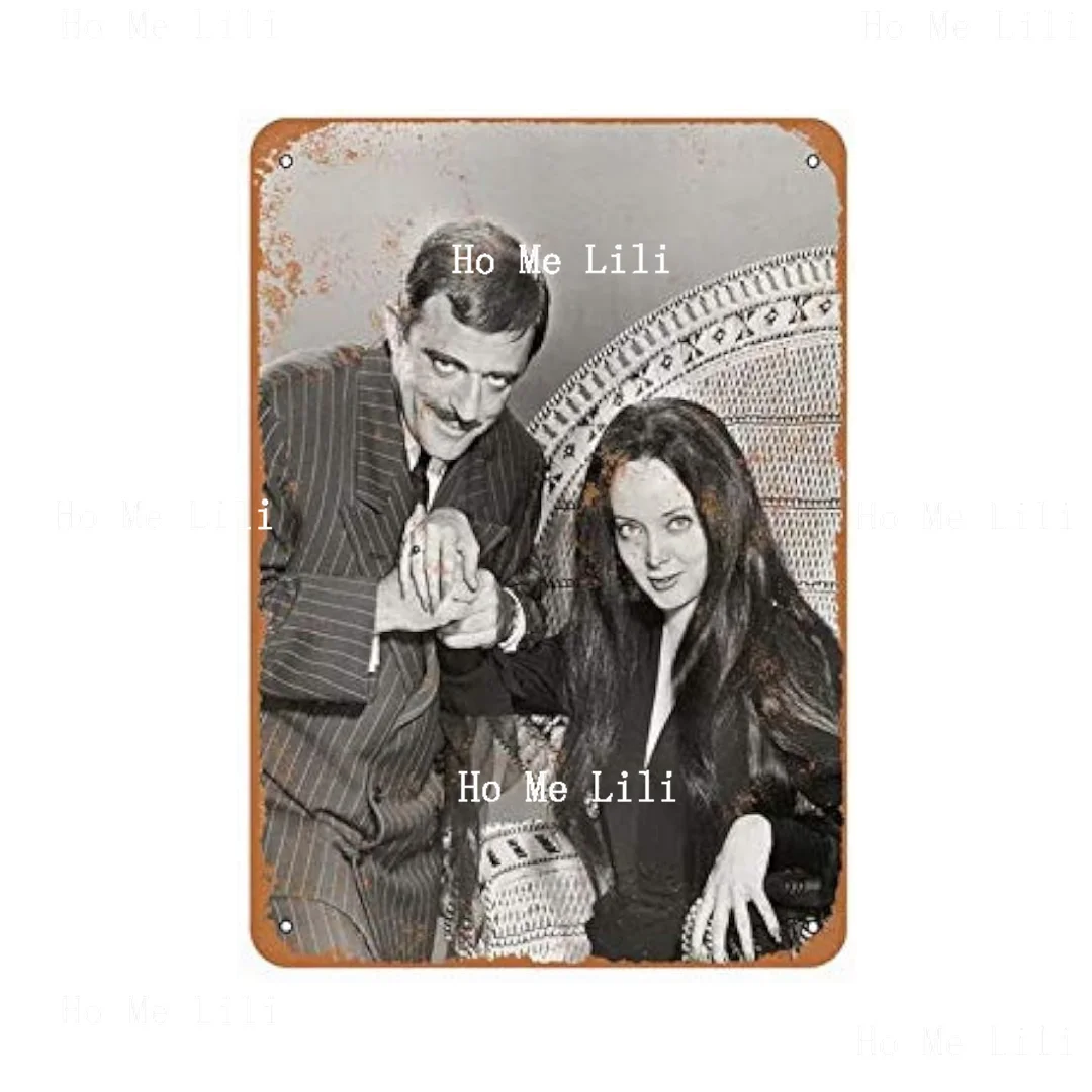 Vintage Gomez E Morticia Addams Ritratto Metal Sign Pub Home Vintage Garden Sala Da Pranzo Decora La Placca Vintage