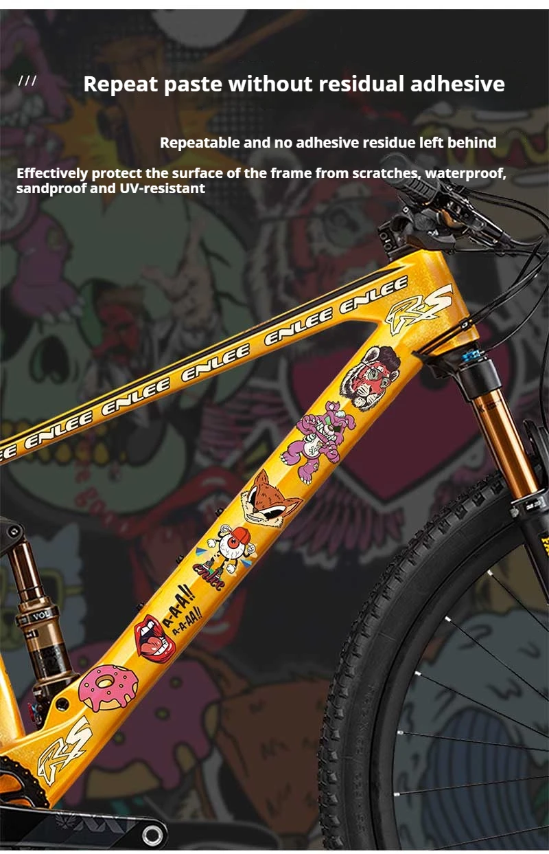 ENLEE Fahrrad DIY personalisierte Kleidung Aufkleber Mountain Road Bike Cartoon süße Malerei Helm Schutz Aufkleber wasserdicht – Detail 7