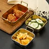 304 Stainless Steel Food Storage Tray with Handle Silver Gold Baking Pastry Pan BBQ Snacks  Kitchen  Plate Sushi Dish 3