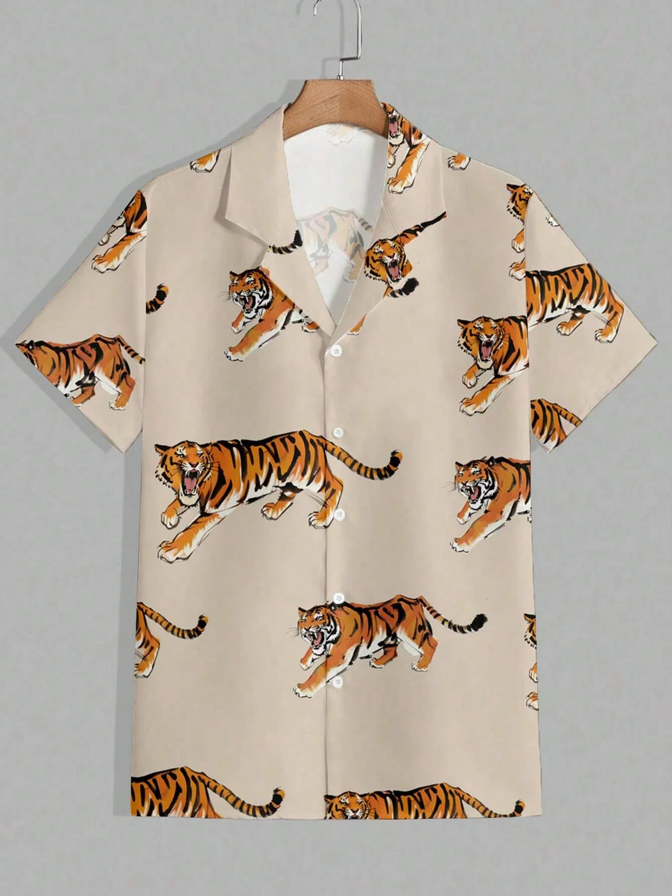 

New 3D men's summer tiger full body high-definition printed loose casual short sleeved shirt