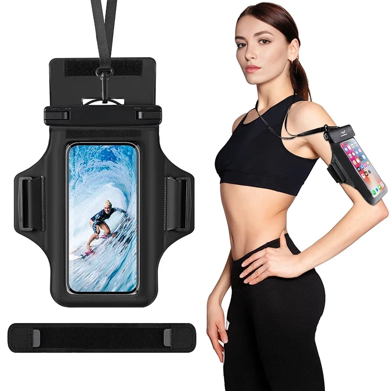 Waterproof Armband Mobile Phone Pouch for Swimming, Surfing, and Diving