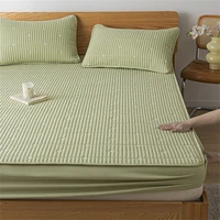 Waterproof Mattress Pad Embroidered Skin-Friendly Fitted Sheet with Elastic Band Protector Bed Cover Quilted Breathable Washable 5