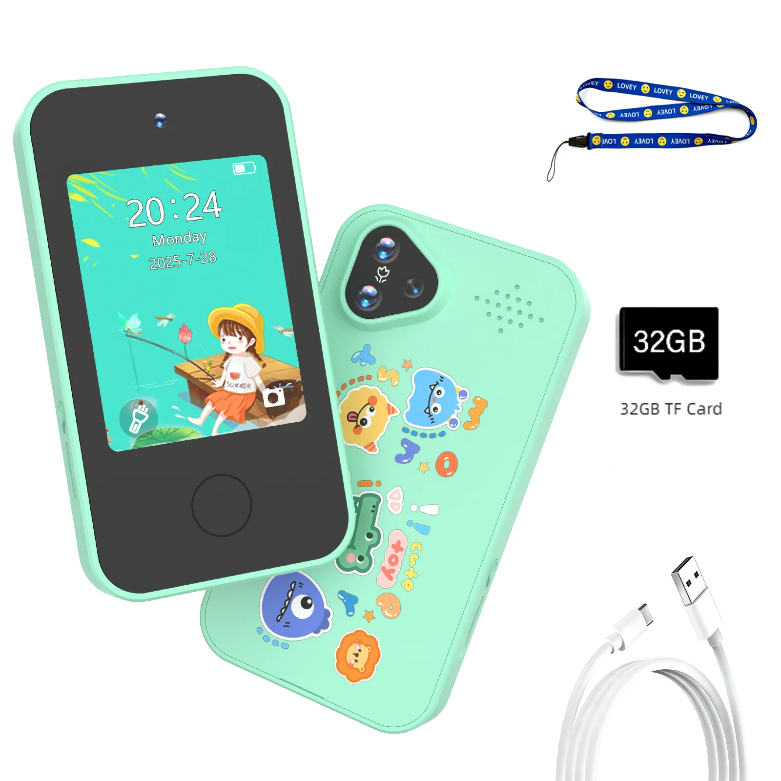 Mini Portable Smart Phone for Kids Dual Camera Photography 1080P Video Recording Early Education for Birthday and New Year Gifts