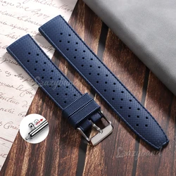 Universal Soft Silicone Sport Watch Strap - Breathable Rubber Bracelet in Brown, Orange, and Black (20mm & 22mm) - 22mm (Blue)