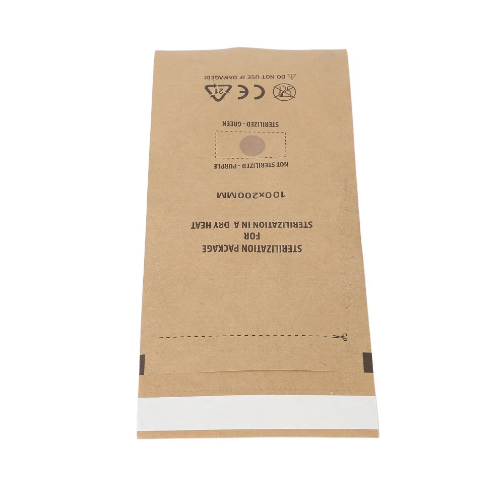 100PCS 크래프트 종이 살균 파우치 일회용 살균 가능 클렌징 백 살균기 백 네일 케어 서비스