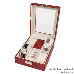 Luxury Watch & Jewelry Travel Organizer - PU Leather Storage Case for Rings, Earrings, Bracelets & More (Red)