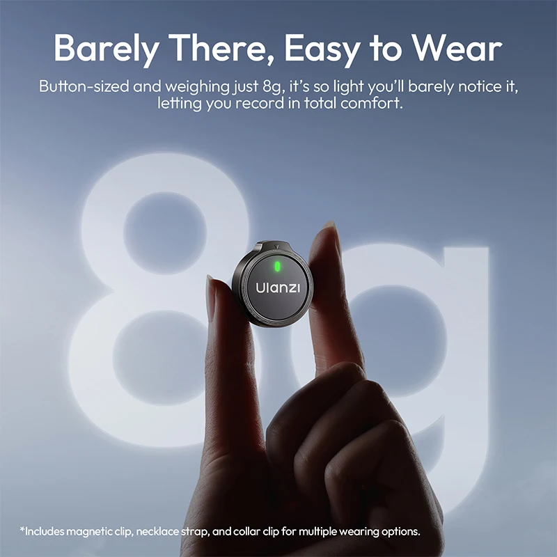 Ulanzi A21 Wireless Microphone 360° Sound Pickup 100m 2.4GHz 58dB for Smartphone Action Camera Studio Vlog Livestreaming Mic