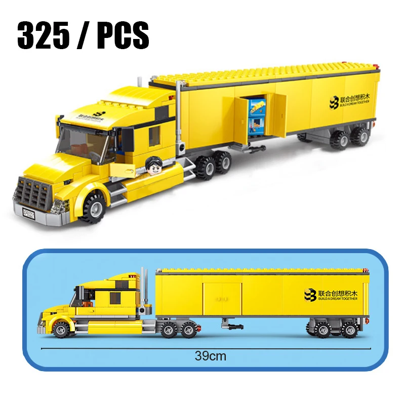 Construction Blocks Racing Car Building Blocks Building Blocks Car Building Blocks SLUBAN City Maintenance Transporter Tanker Truck Trailer Crane Car MOC Figures Building Blocks Bricks Classic Model Toys For Kid