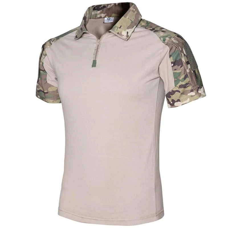 Summer Camouflage Short-Sleeved T-Shirts Men Outdoor Breathable Military Tactical Tops Shirts Hiking Hunting Combat Clothing 3XL