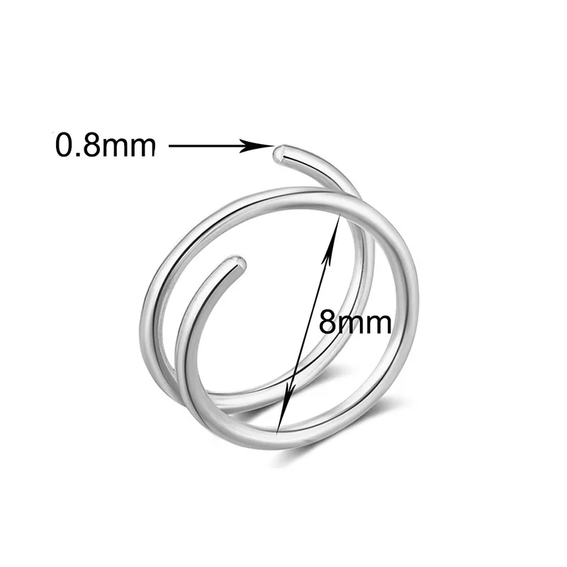 Piercing Jewelry 1 Piece Double Layers Stainless Steel Nose Ring Studs for Women 20G Hoops Twist Cartilage Tragus Septum