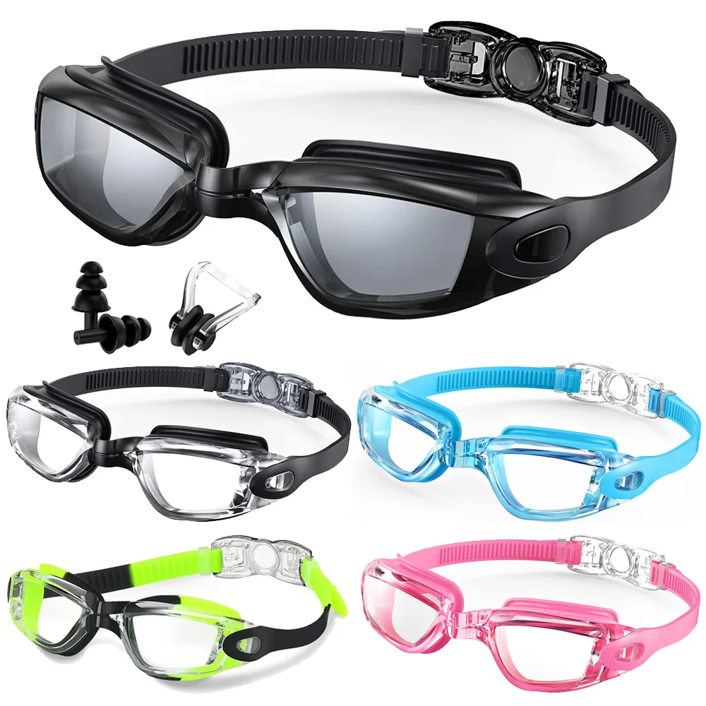 Professional Swimming Goggles Swim Glasses Anti-Fog Clear Vision Waterproof Quick Adjustable With earplug nose clip Eyewear swimming goggles