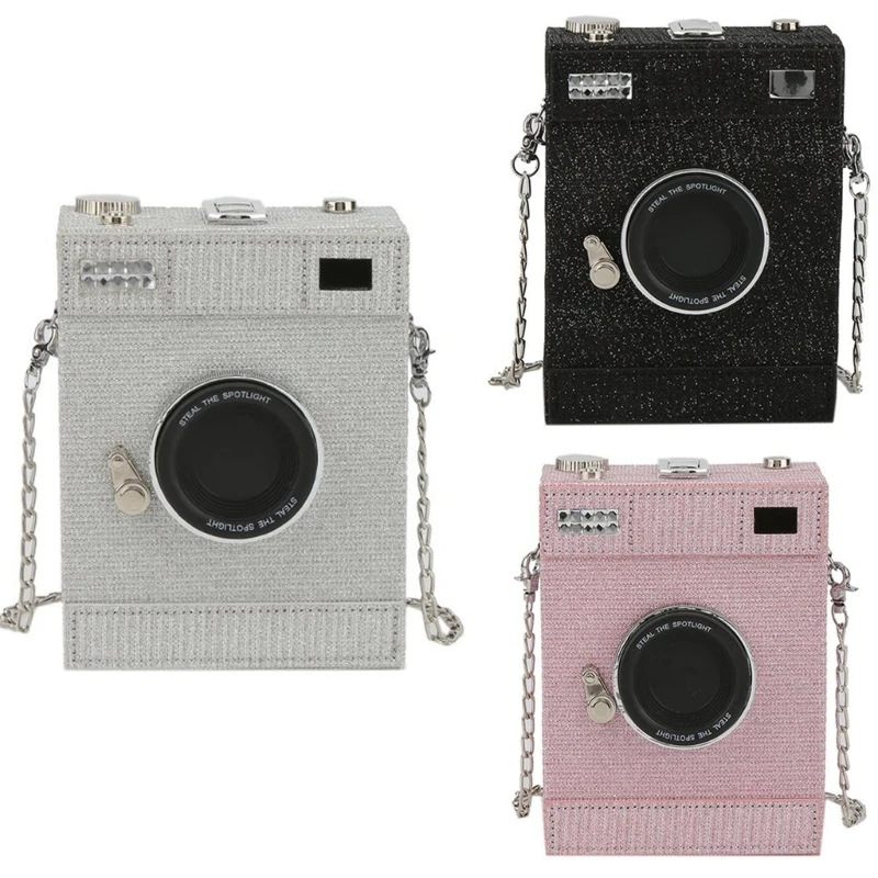 WomenCameraBoxCrossbodyBagLeatherShoulderBagChainStrap