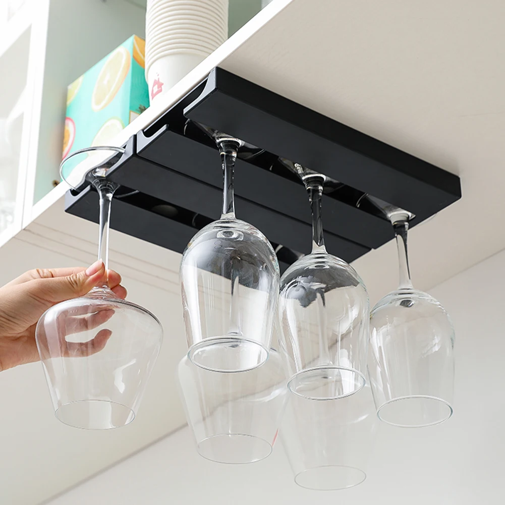 

Wine Glass Holder Under Cabinet Wine Glass Rack Drilling Free Wine Glass Organizer Storage Hanger for Kitchen Living Room Bar